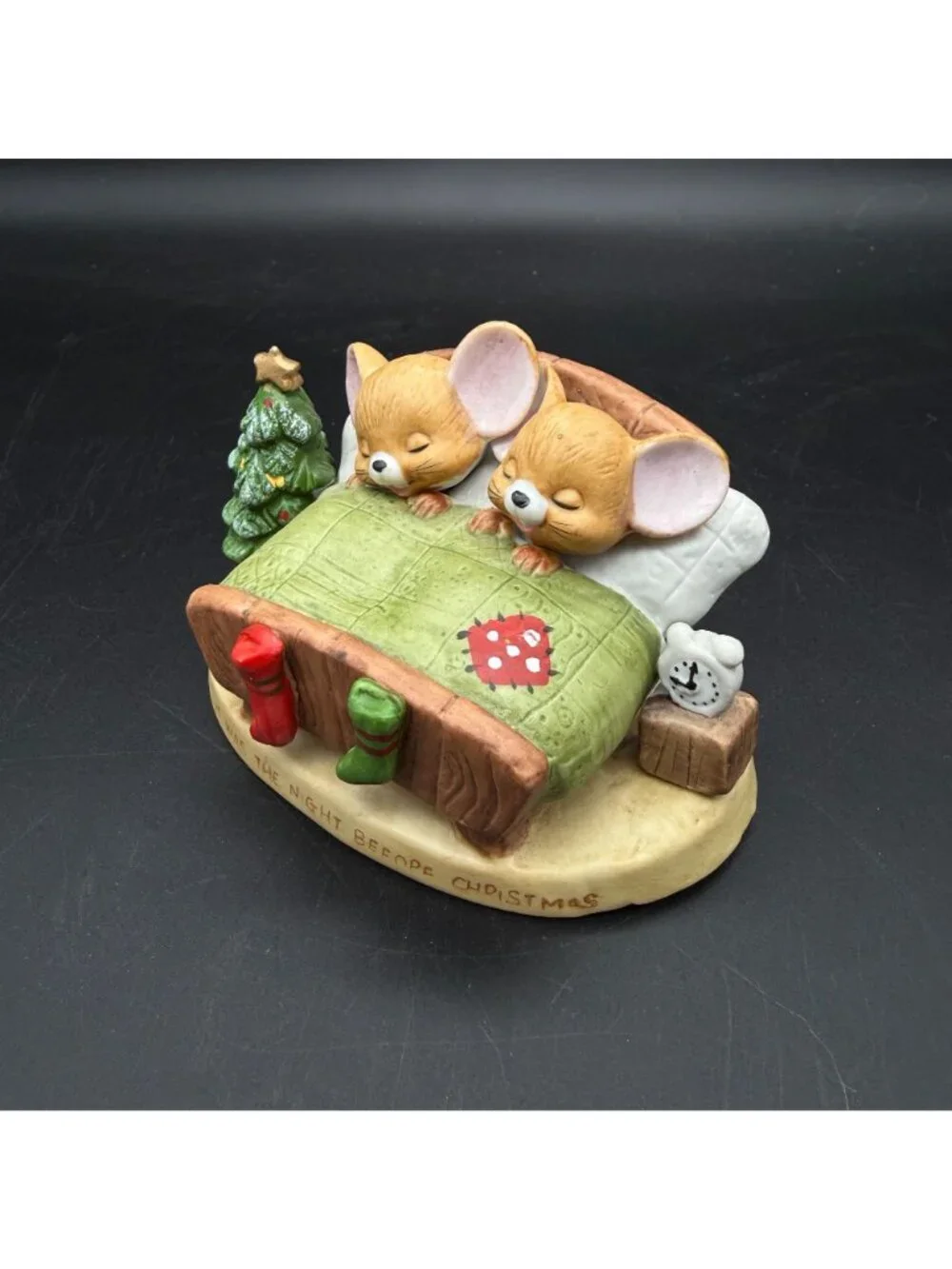 Vtg 70s Enesco Twas the Night Before Christmas Mice Porcelain Figurine Taiwan